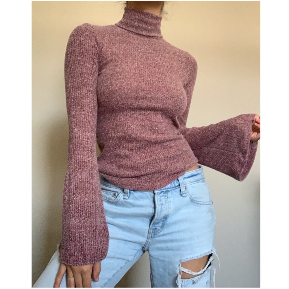 Turtle neck peasant top